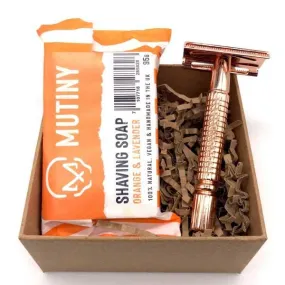 Rose Gold Safety Razor Mini Set - Orange & Lavender