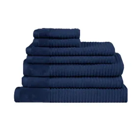 Royal Excellency 7 Piece Cotton Bath Towel Set - Navy