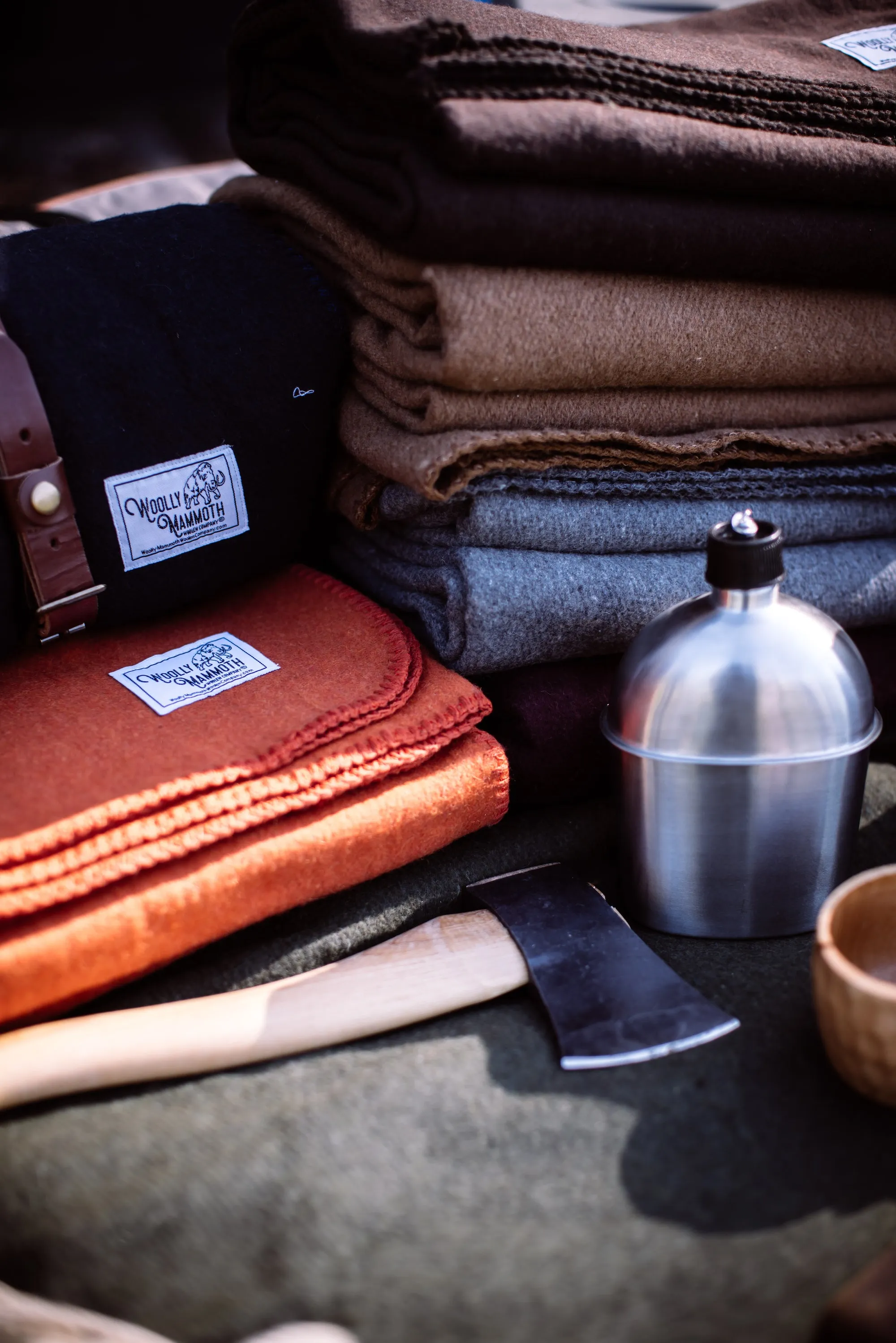 Rugged Brown Wool Camping Blanket