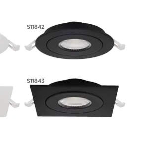 Satco S11843 9WLED/GBL/4/CCT/SQ/BLK  4 Inch Square Gimbal LED Downlight Black 9 Watt CCT Selectable