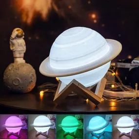 Saturn Moon Lamp Led USB Galaxy Night Light Bedroom Living Room Children Birthday Gift Wedding Christmas Decoration 3D Printing