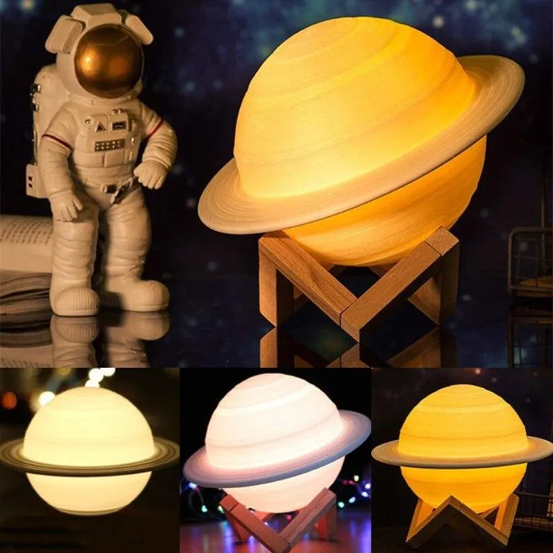 Saturn Moon Lamp Led USB Galaxy Night Light Bedroom Living Room Children Birthday Gift Wedding Christmas Decoration 3D Printing