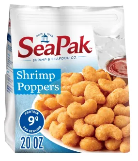 SeaPak Shrimp Poppers with Oven Crispy Breading, Frozen Seafood Snack, 20 oz