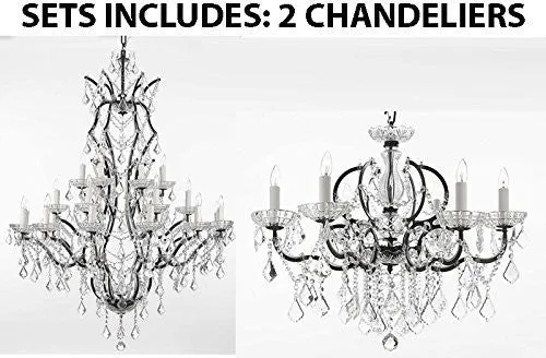 Set Of 2 - 1 19Th C. Baroque Iron & Crystal Chandelier Lighting H 52" X W 41" And 1 19Th C. Baroque Iron & Crystal Chandelier Lighting Dressed With Empress Crystal (Tm) H 25" X W 26" - 1 Ea 996/25   1 Ea 994/6