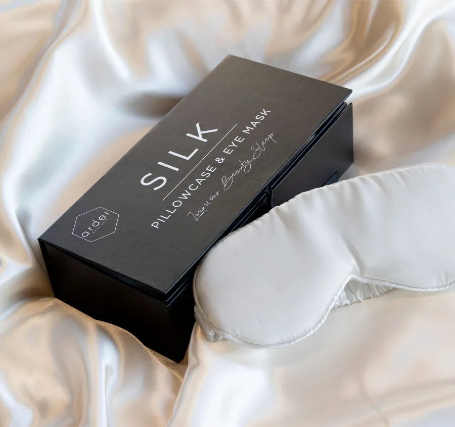 Silk Pillowcase and Eye Mask Set Ivory Dreams