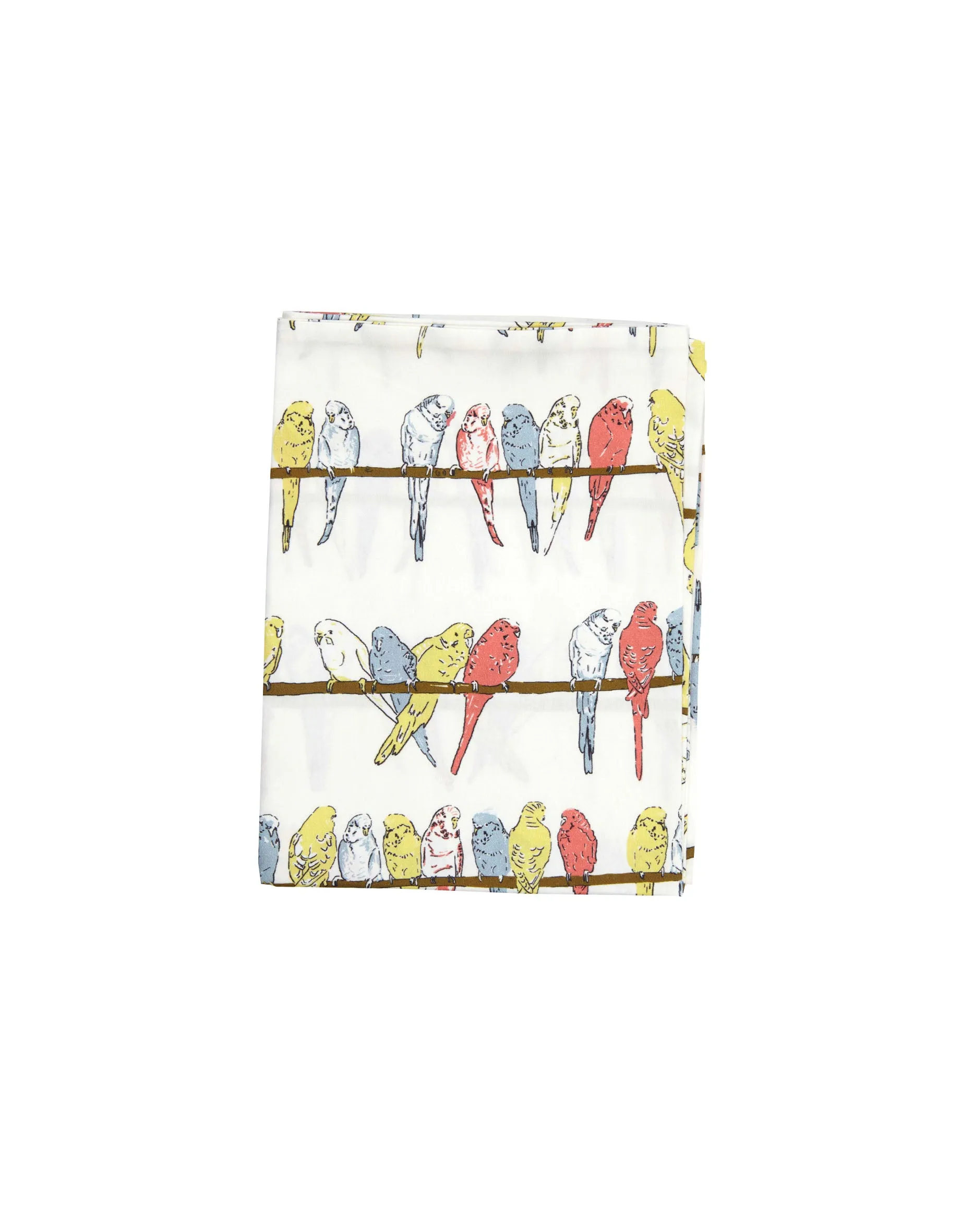 Single Pillowcase - Ivory Budgies