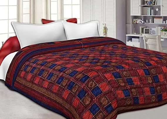 SK STORE World Famous Jaipuri Light Weight Pure Cotton Traditional Rajasthani Print Multi Colour Single Bed Quilt/Razai/Rajai (dabu, Single Bed)