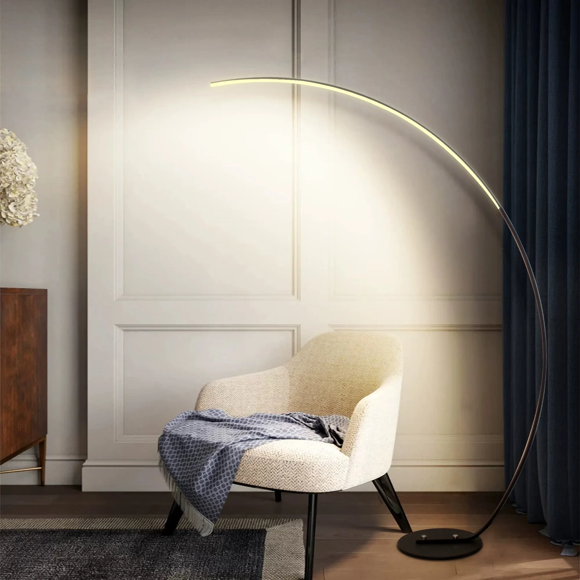 Sleek Modern Curve Floor Lamp with remote