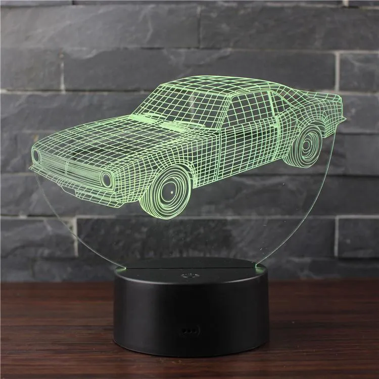 Sports Car Child 3D Picture Lamp Automobile Light Model Base 16Color Kids Illusion Night Light for Room Fairy Light Birthday Gift