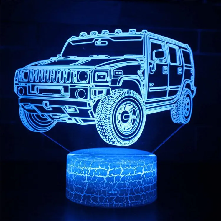 Sports Car Child 3D Picture Lamp Automobile Light Model Base 16Color Kids Illusion Night Light for Room Fairy Light Birthday Gift