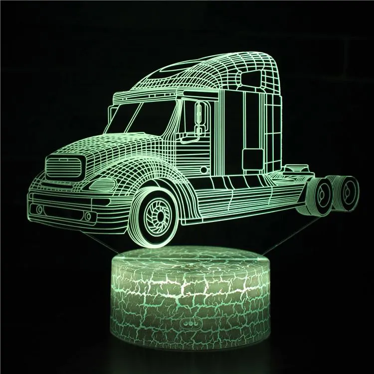 Sports Car Child 3D Picture Lamp Automobile Light Model Base 16Color Kids Illusion Night Light for Room Fairy Light Birthday Gift