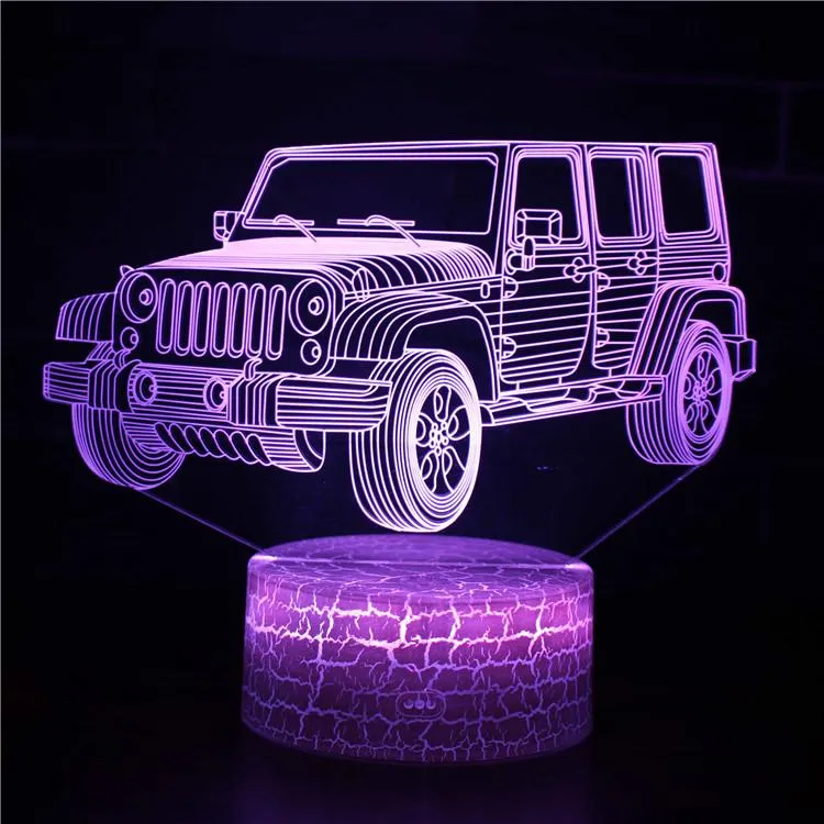 Sports Car Child 3D Picture Lamp Automobile Light Model Base 16Color Kids Illusion Night Light for Room Fairy Light Birthday Gift