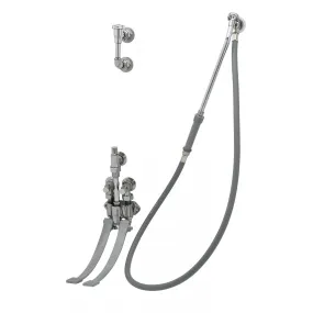 T&S Brass B-0676 Bedpan Washer, Pedal Valve, Vacuum Breaker, Extended Spray Outlet, 5' PVC Hose