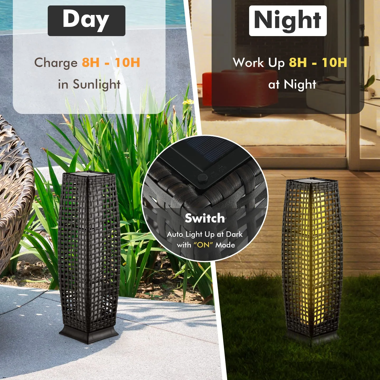 Tangkula 2-Piece Outdoor Solar Powered Floor Lamps