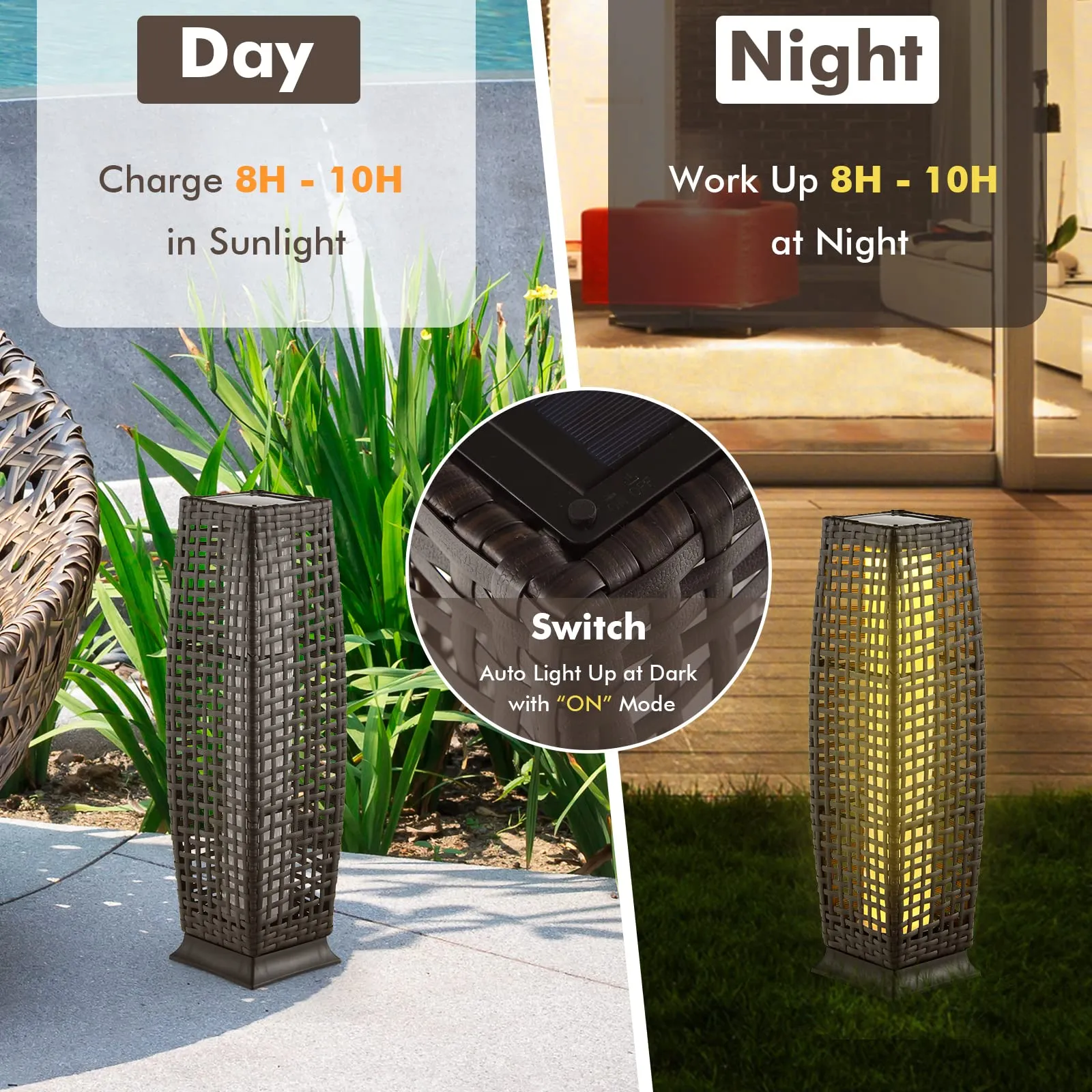 Tangkula 2-Piece Outdoor Solar Powered Floor Lamps