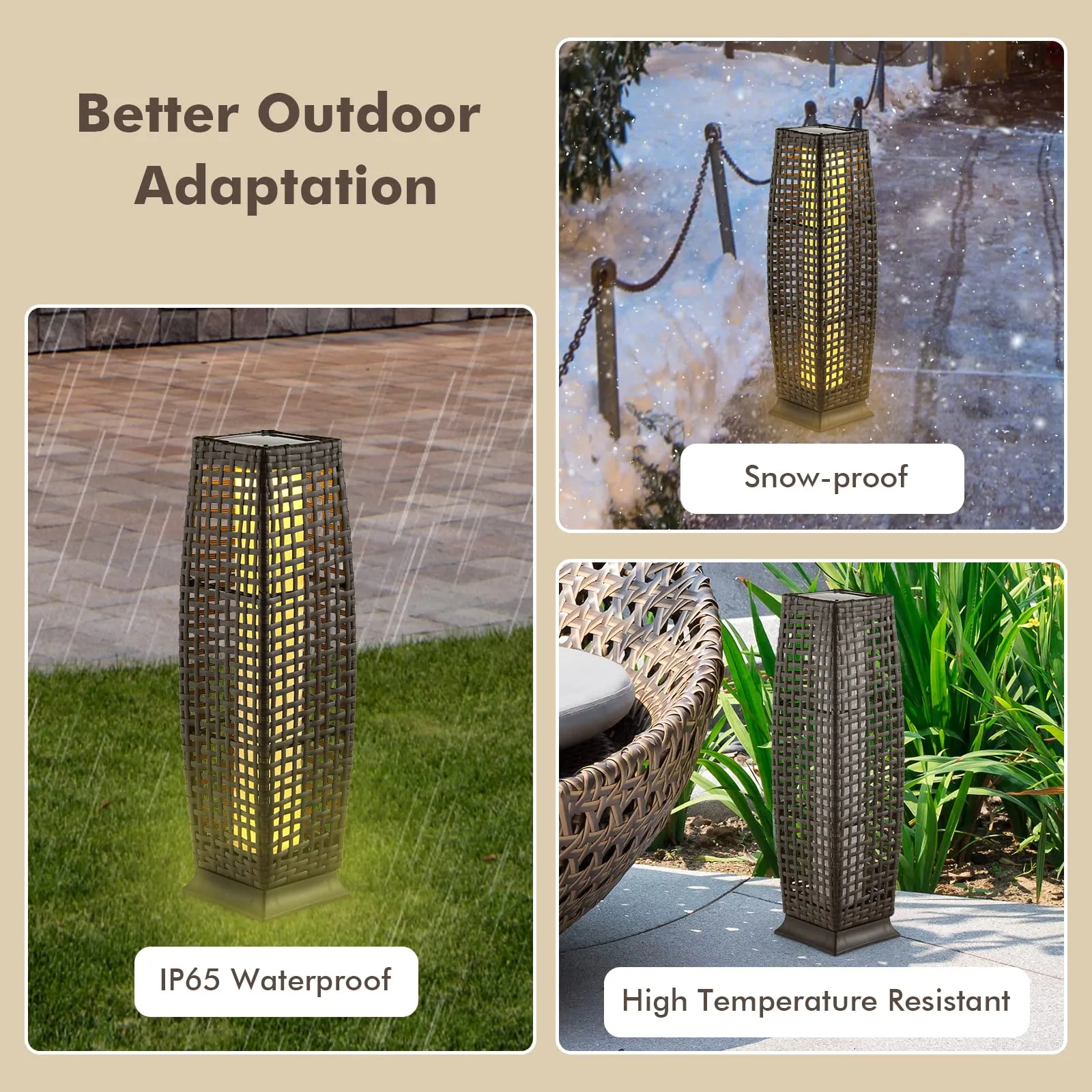 Tangkula 2-Piece Outdoor Solar Powered Floor Lamps