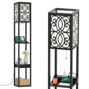 Tangkula Floor Lamp with Shelves and Drawer