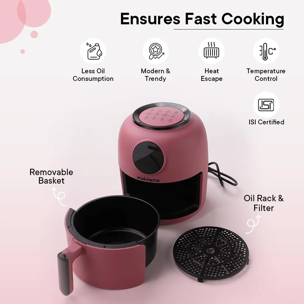 The Better Home FUMATO Aerochef Air fryer With Digital Touchscreen Panel 4.5L Pink & Stainless Steel Water Bottle 1 Litre Green