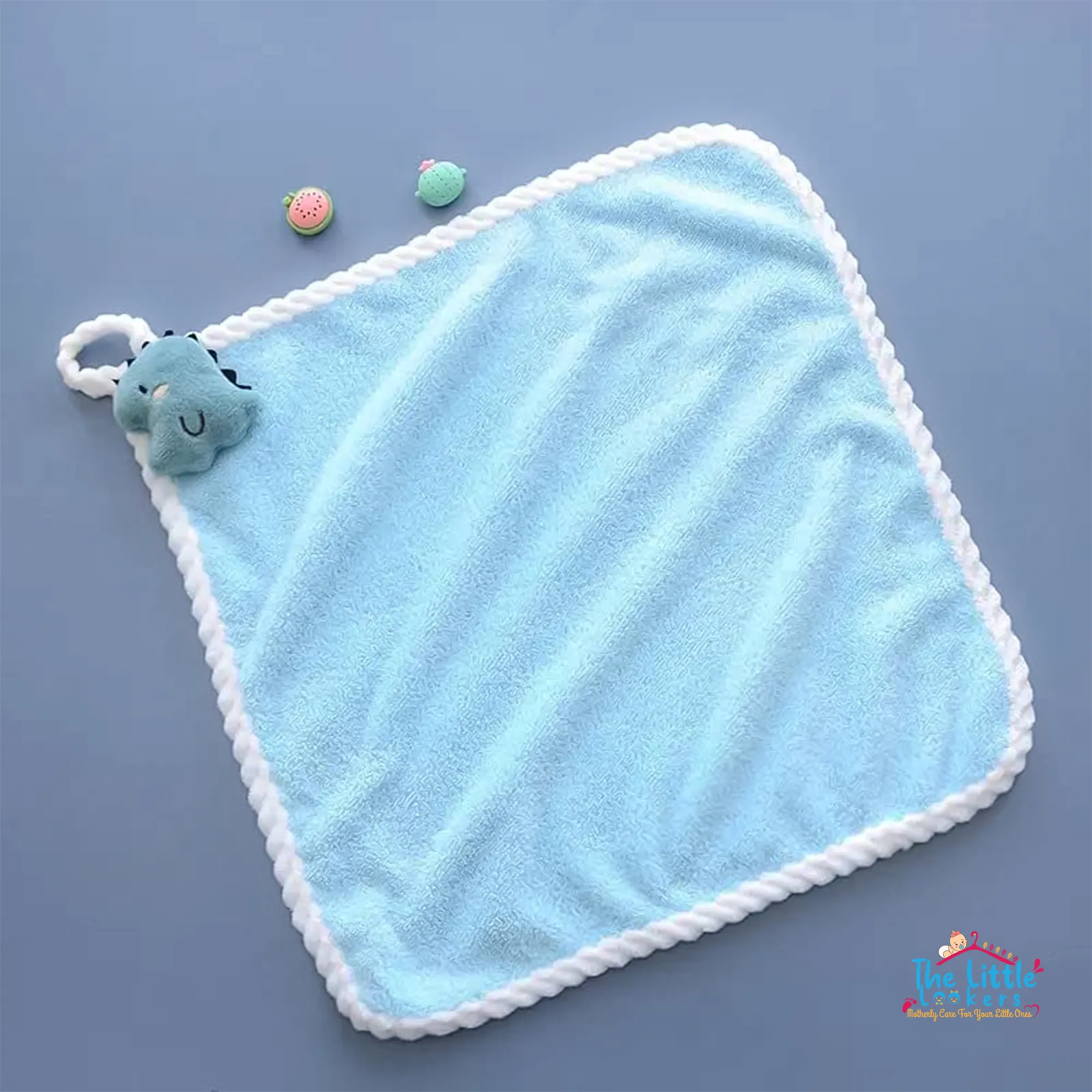 The Little Lookers Cute Microfiber Baby Washcloth for Newborns I Kids Hand Towel I Quick Dry I Super Absorbent, Super Soft Attached Soft Toy Washclothes for Infants, Babies, Toddlers (Pack of 4)