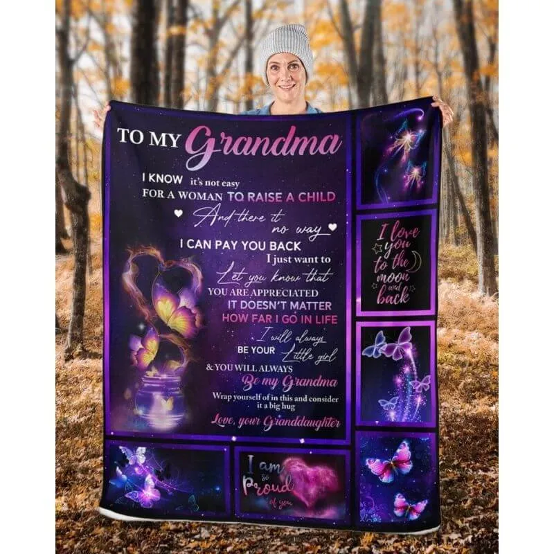 To My Grandma - From Grandddaughter - Butterfly A315 - Premium Blanket