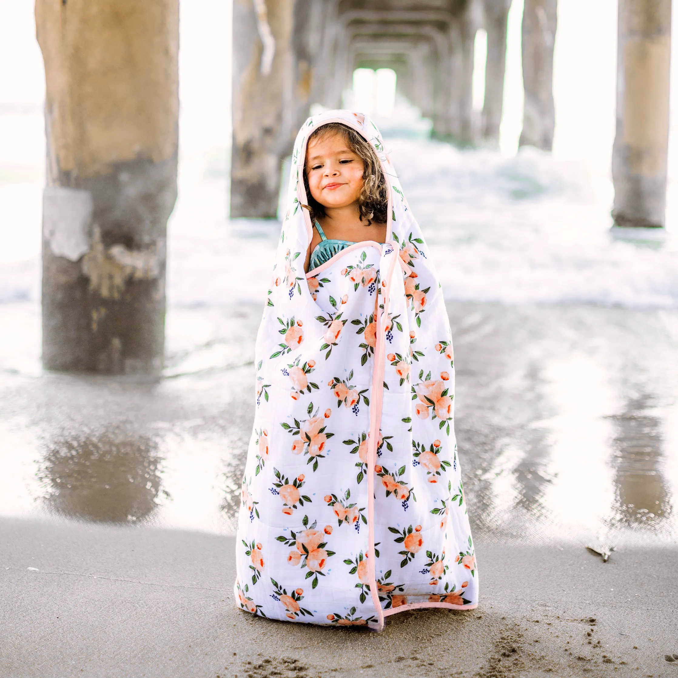 Toddler Hooded Towel - Watercolor Roses