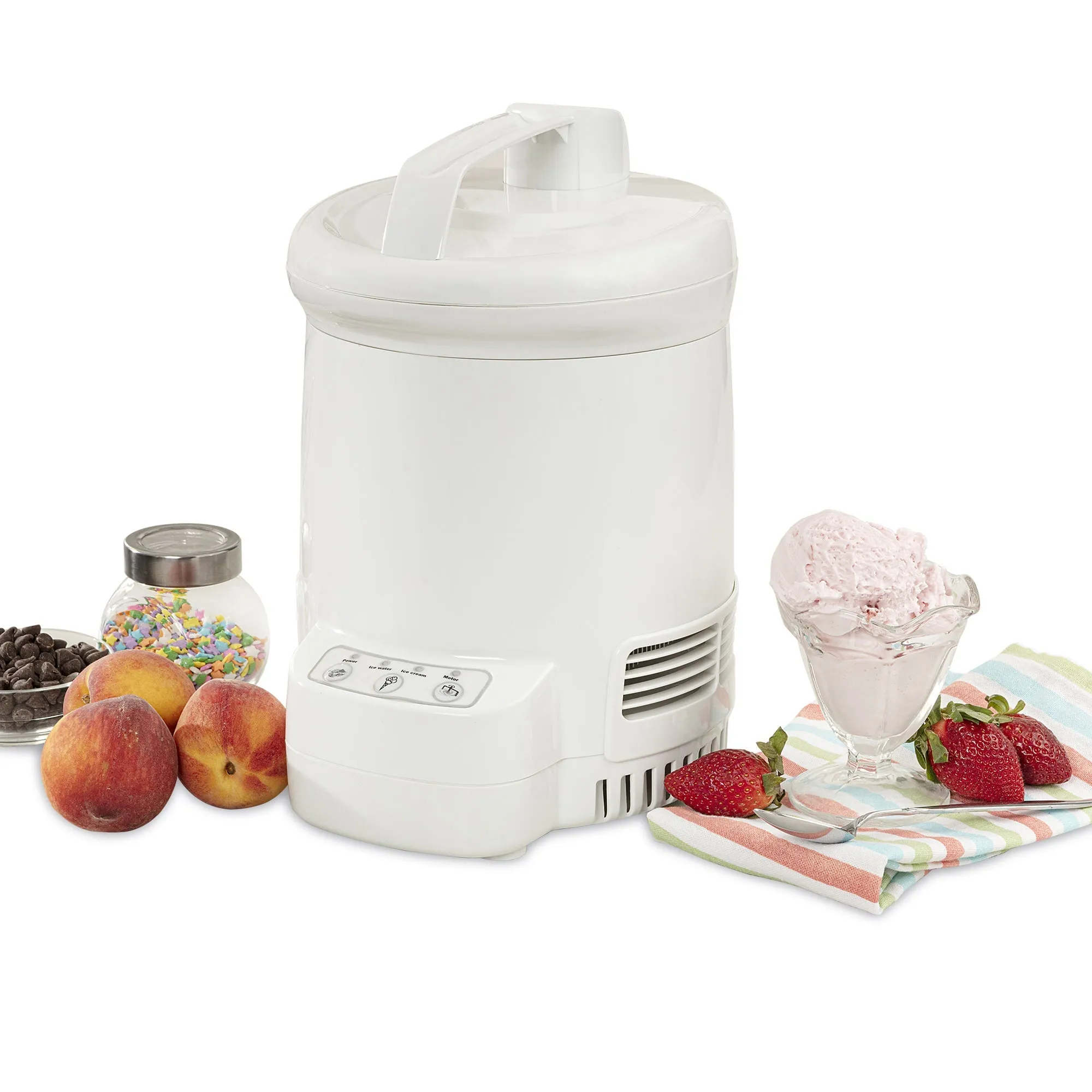 Total Chef Ice Cream Factory Automatic Electric Ice Cream Maker, 1.3 qt (1.2L), White, Make Easy Homemade Frozen Yogurt, Sorbet, Gelato with Fresh Ingredients, No Salt or Pre-Freezing Needed