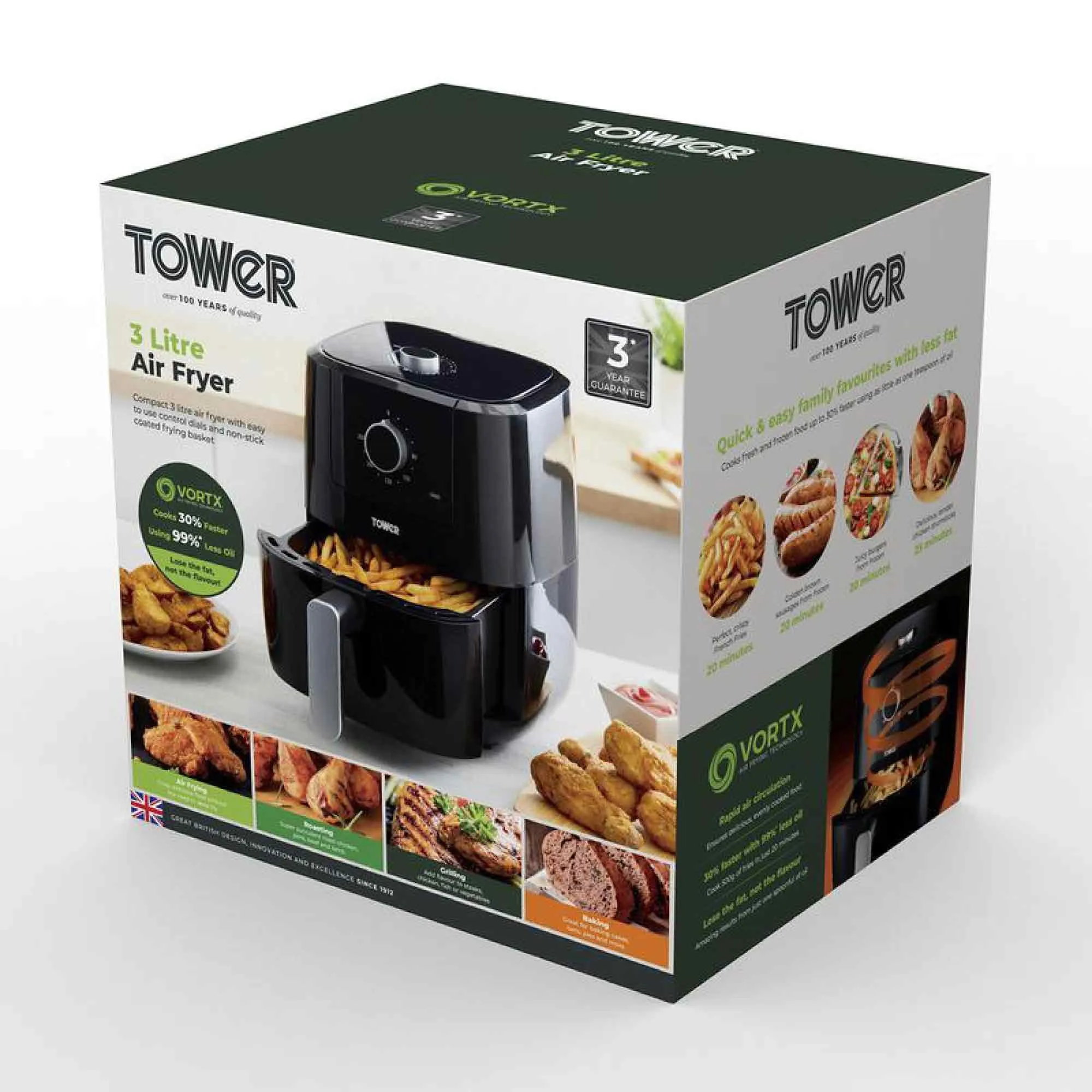 Tower 3 Litre 1200W Manual Air Fryer