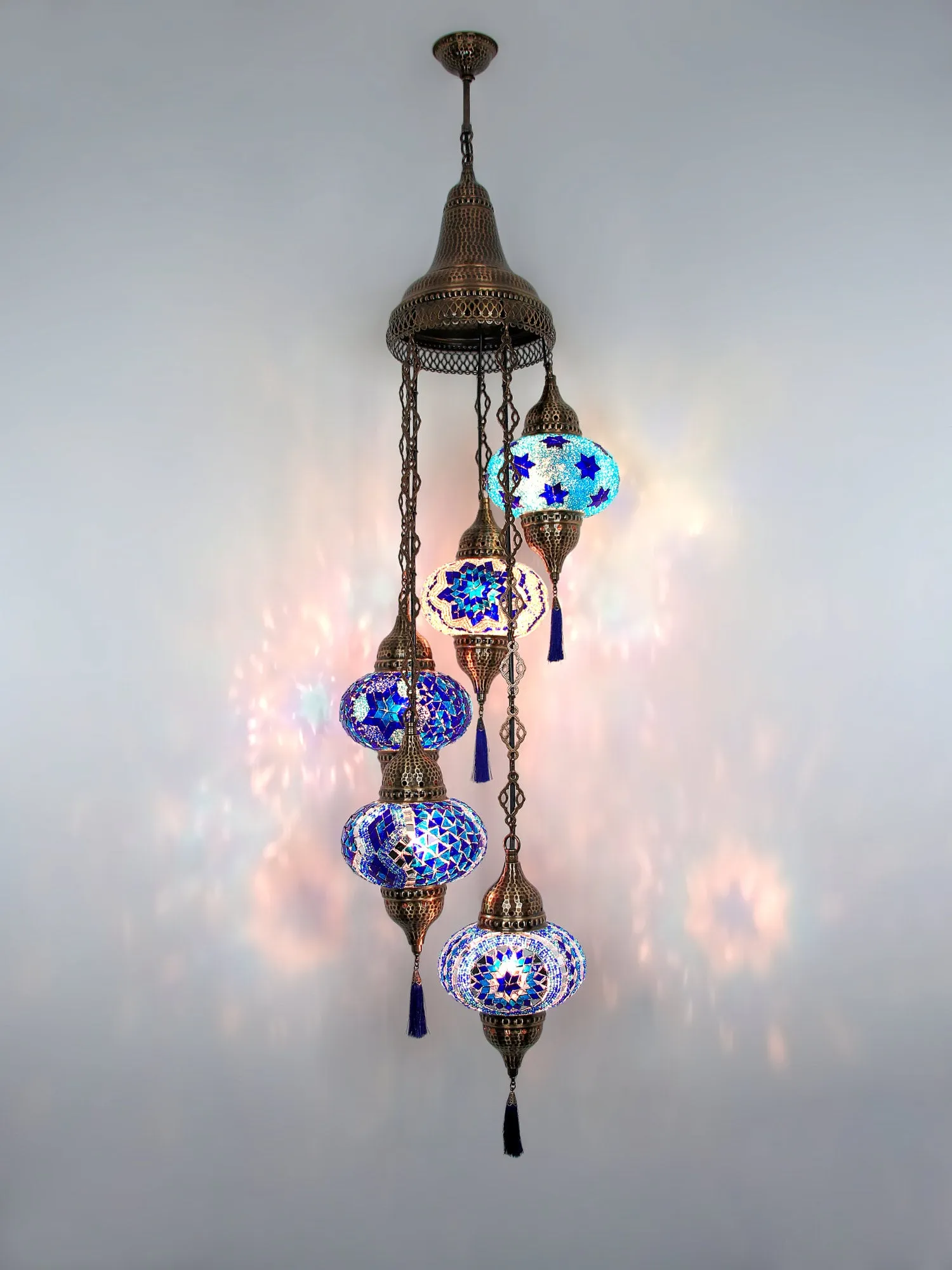 Turkish Mosaic Chandelier 5-Globe Colorful New Model