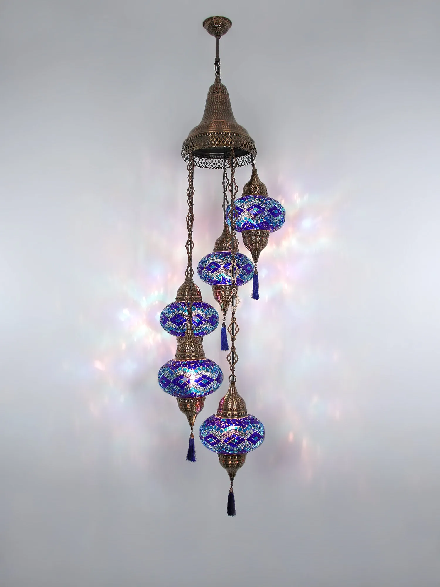 Turkish Mosaic Chandelier 5-Globe Colorful New Model