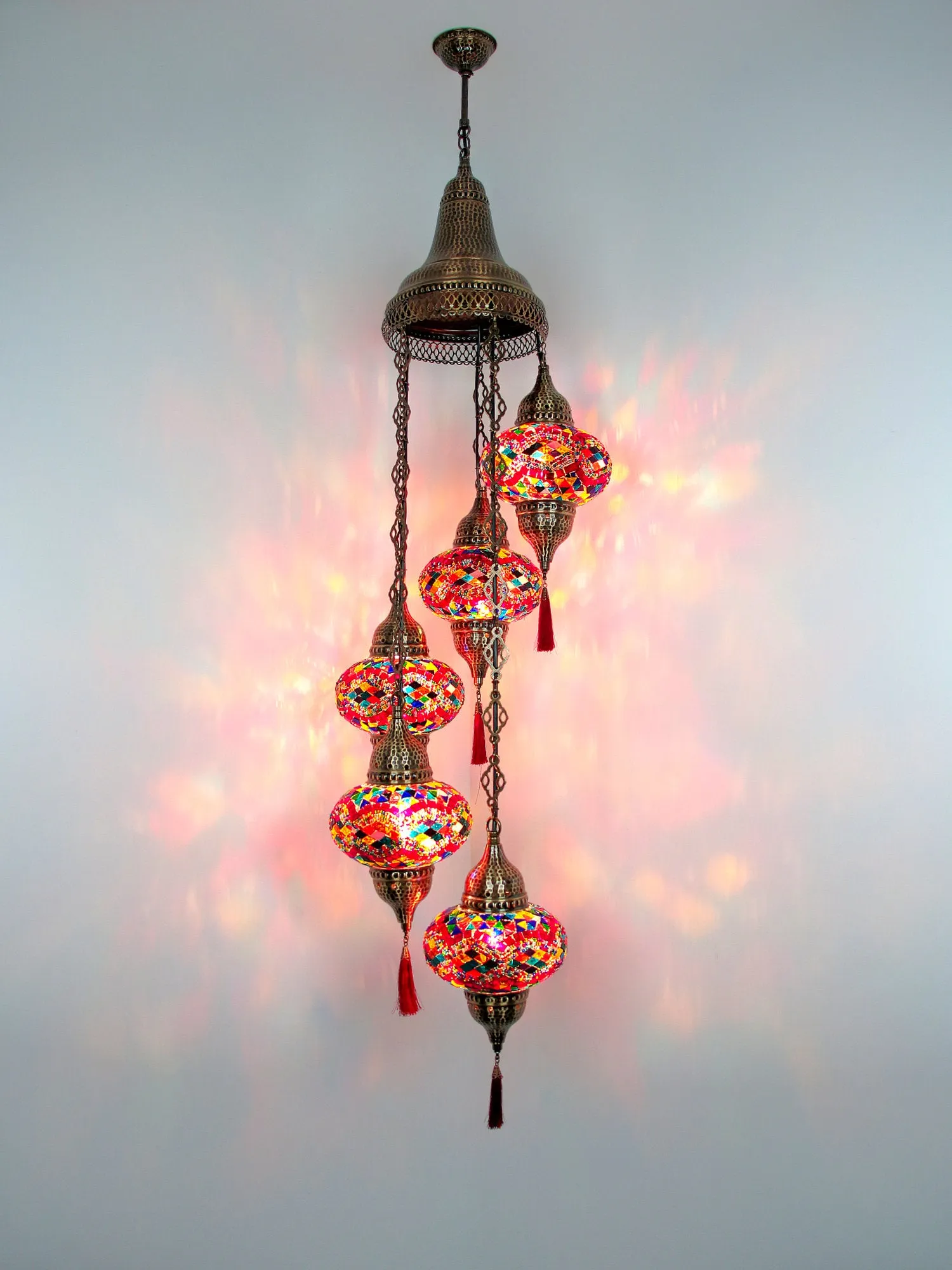 Turkish Mosaic Chandelier 5-Globe Colorful New Model