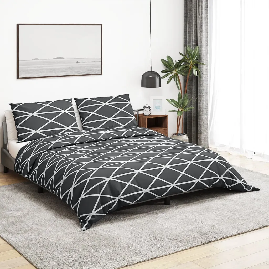 vidaXL Duvet Cover Set Grey 155x220 cm Cotton