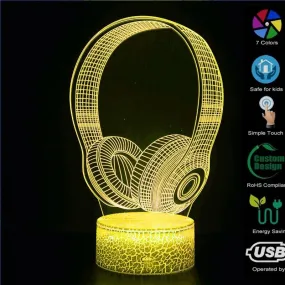 Video Games for Can't Hear You I'm 3D Night Light for Children Headphones Gamer Color Changeable LED Table Lamp  Home Decoration