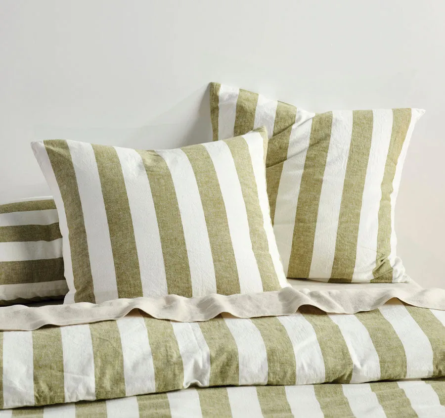 Vintage Stripe European Pillowcase Pesto