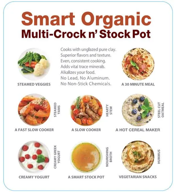 Vitaclay Smart Organic Clay Multi Crock n' Stock Pot 6 Quarts VM7800-5C