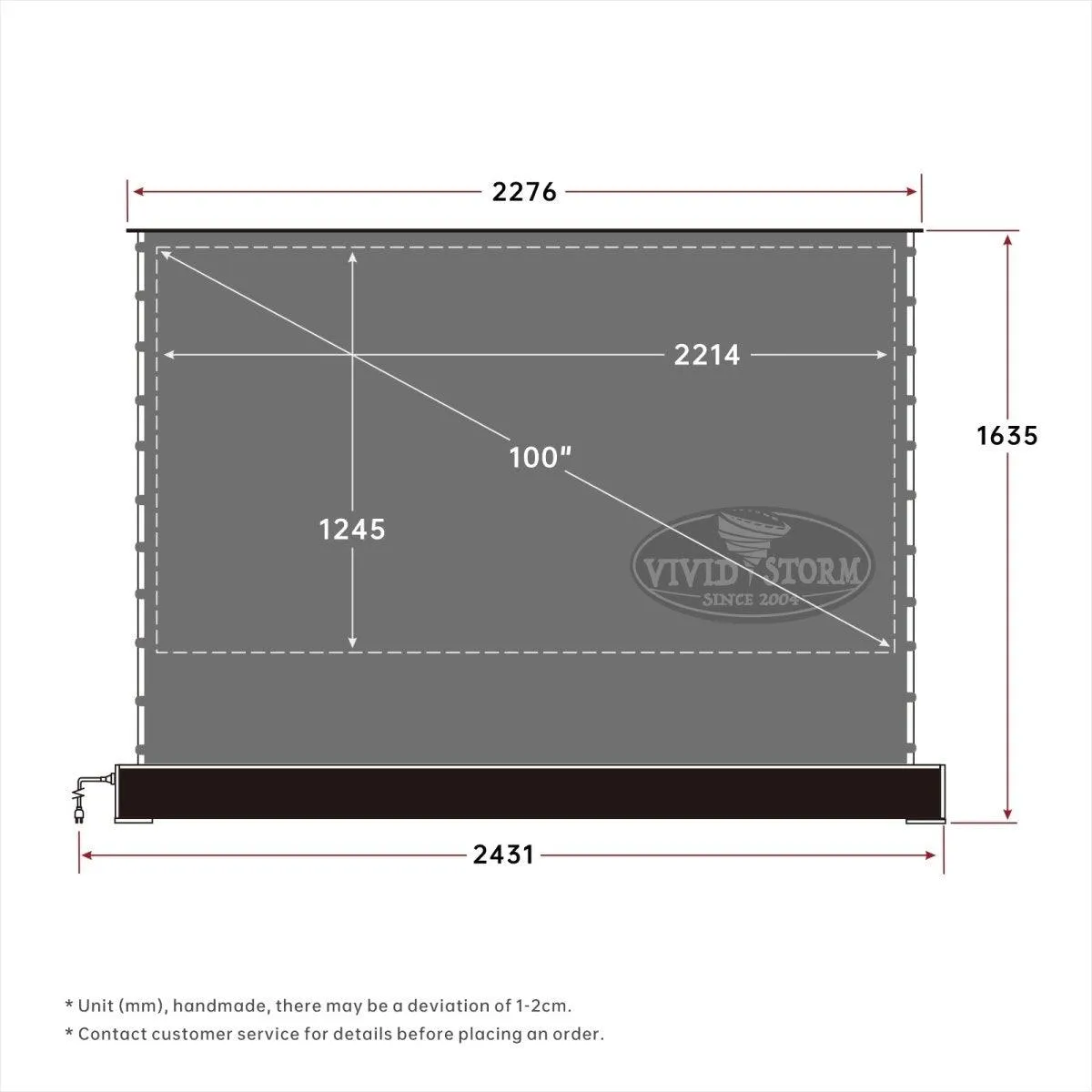 VIVIDSTORM S 3D ALR Motorized Tension Floor Rising 3D Obsidian Long Throw ALR(high gain) Projector screen