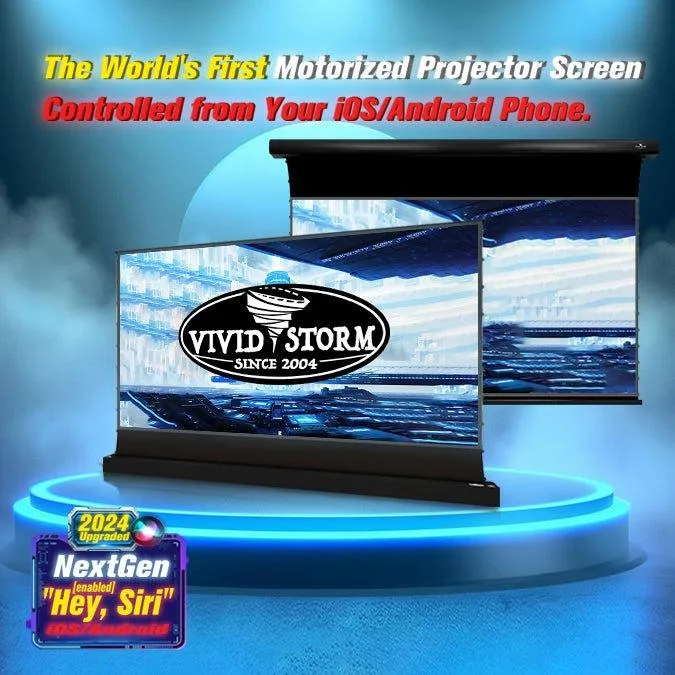 VIVIDSTORM S 3D ALR Motorized Tension Floor Rising 3D Obsidian Long Throw ALR(high gain) Projector screen