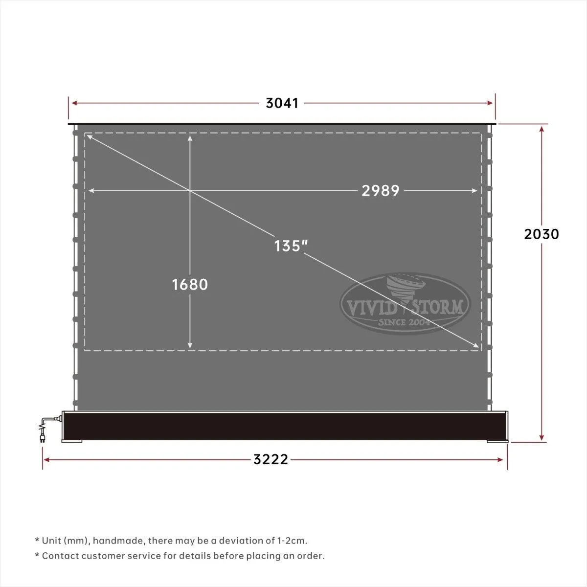 VIVIDSTORM S 3D ALR Motorized Tension Floor Rising 3D Obsidian Long Throw ALR(high gain) Projector screen