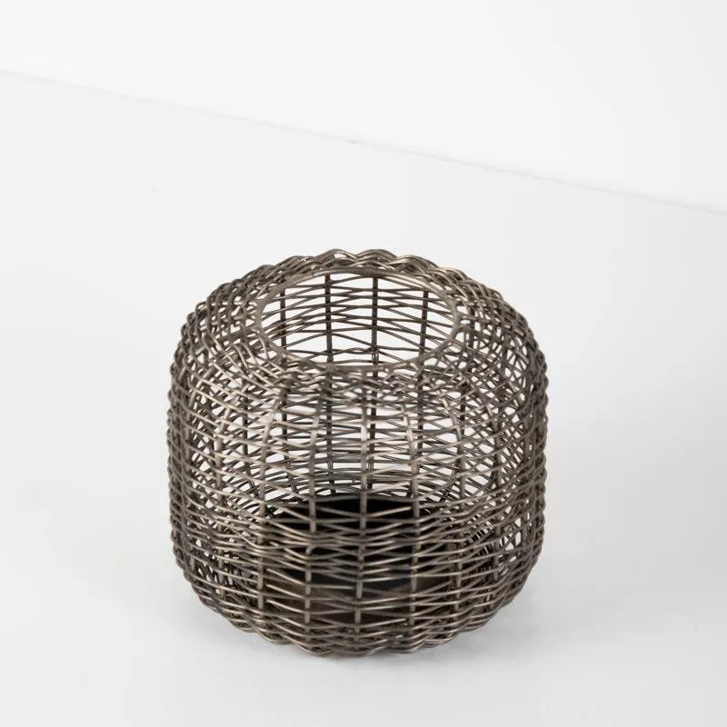 Wire Tea Light Candle Holder - Nickel