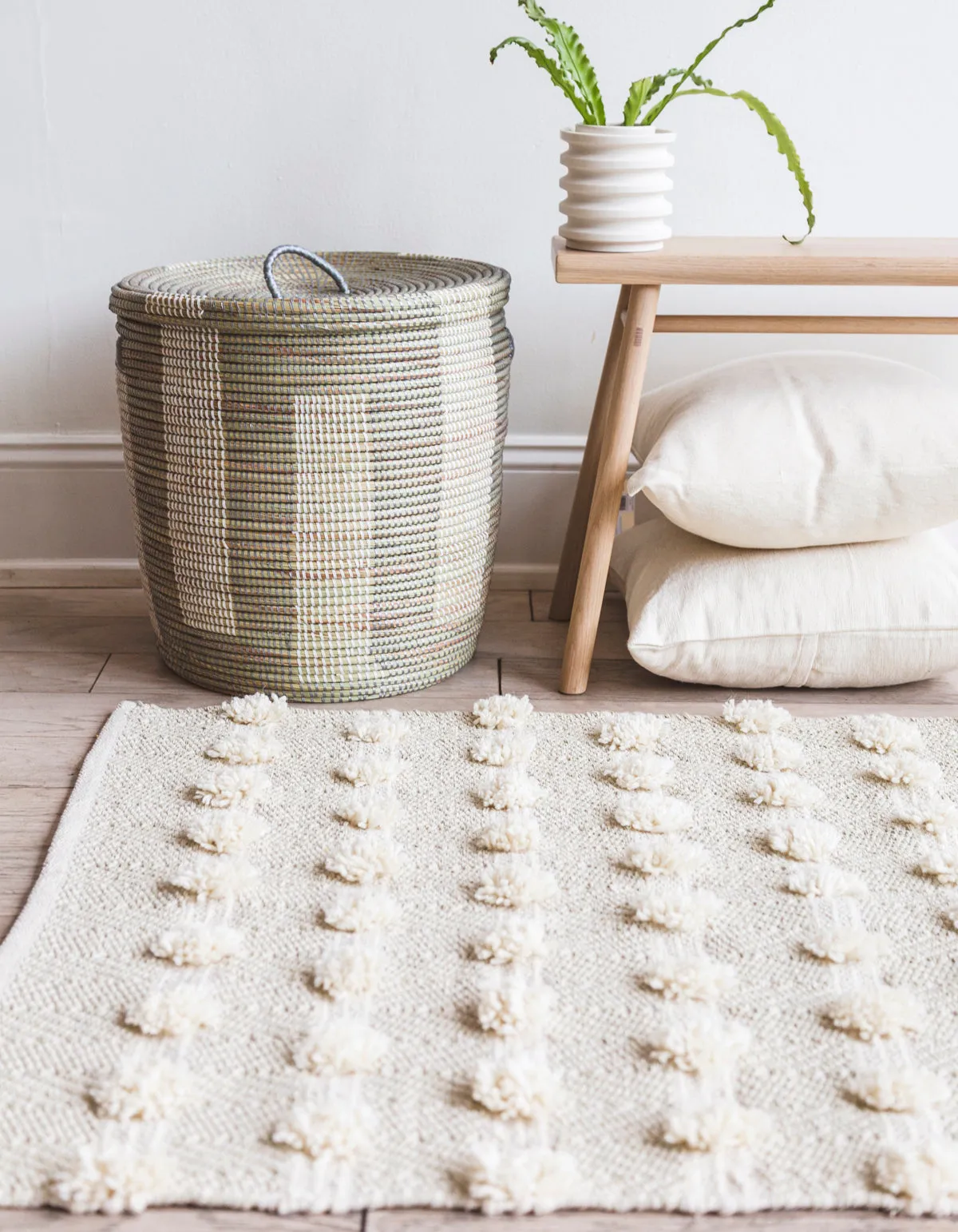 Wool Pom Pom Rug