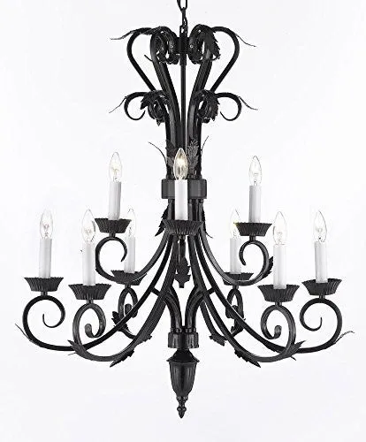 Wrought Iron Chandelier H 30" W 26" 9 Lights - A84-724/6 3