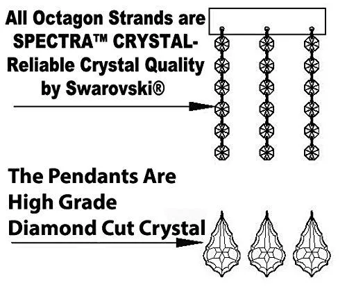 Wrought Iron Crystal Chandelier Lighting Trimmed with Swarovski Crystal! Good for Dining Room, Foyer, Entryway, Family Room, Bedroom, Living Room and More! H 36" W 36" 15 Lights - A83-B91/WHITESHADES/3034/10 5SW