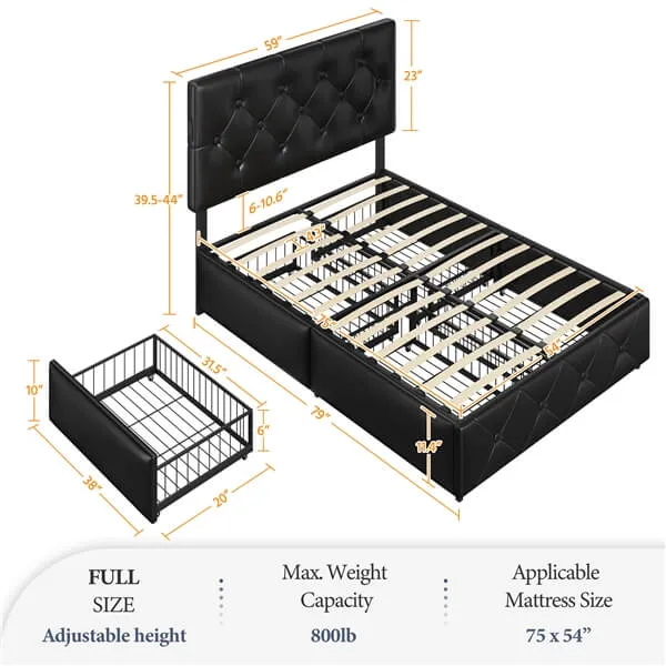 Yaheetech Upholstered Bed Frame with 2 USB Charging Stations