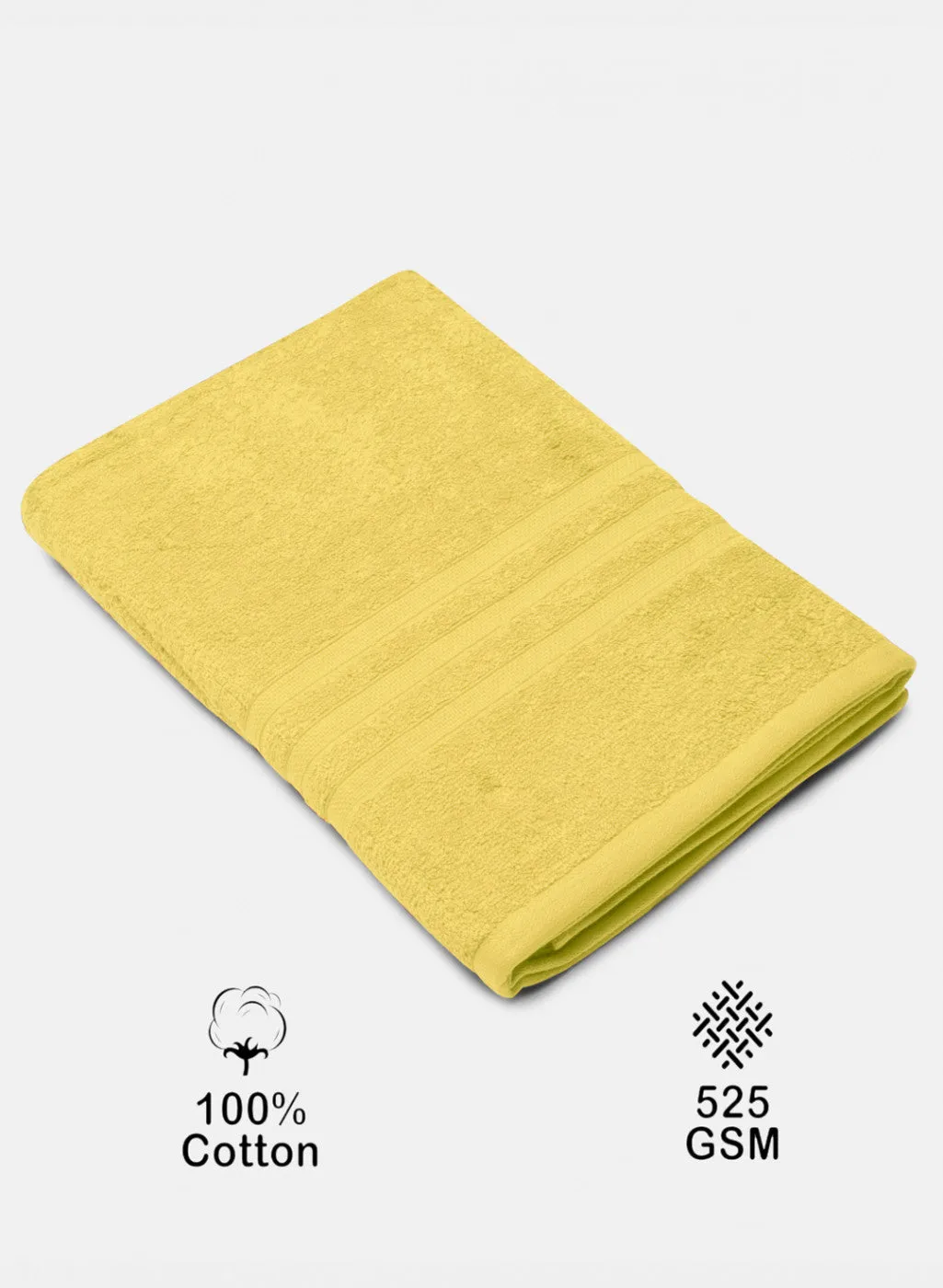 Yellow Cotton 525 GSM Bath Towel