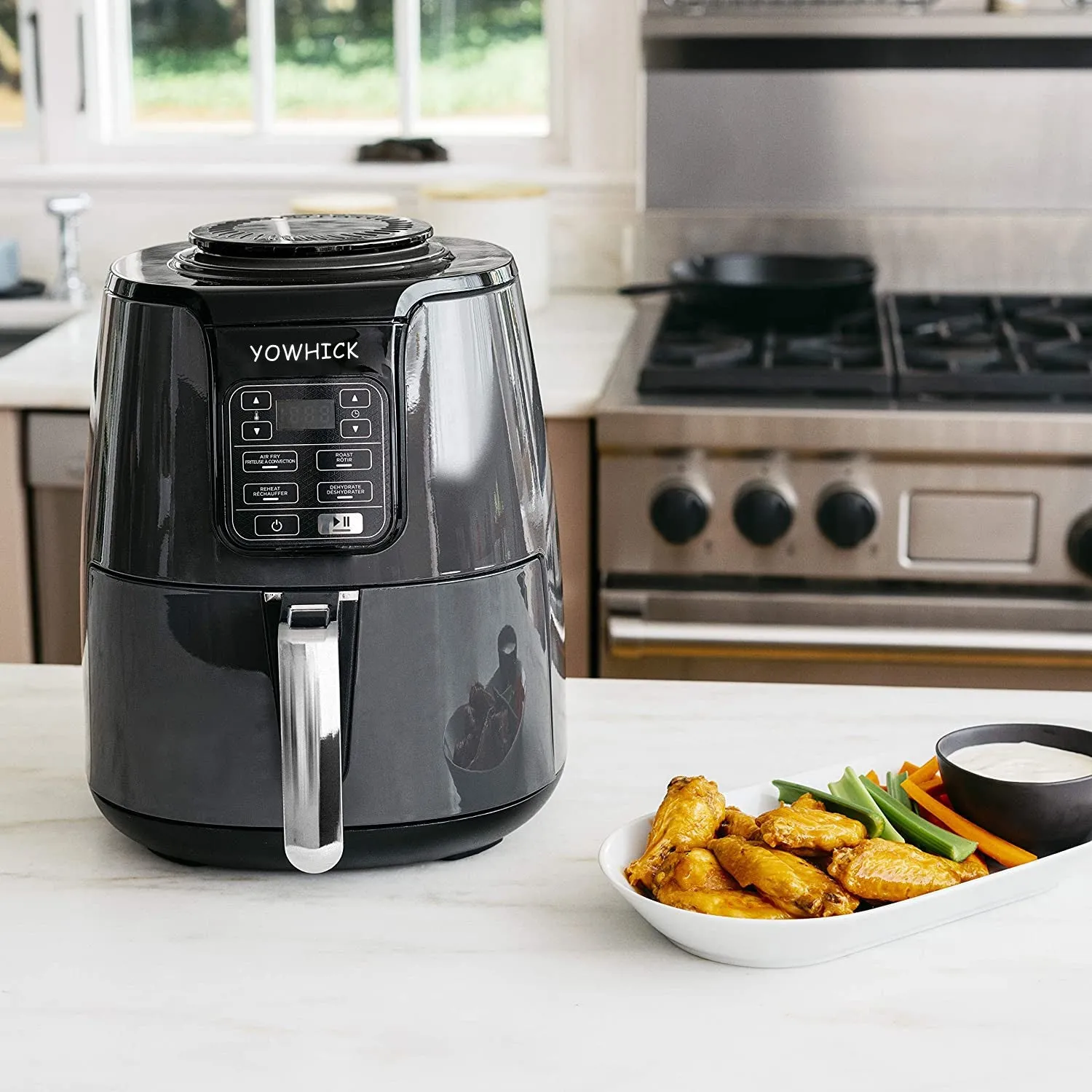 YOWHICK Air Fryer, Large 6 Quart Air Fryers with 50 Recipes for Family, One Touch Setting Small Appliance with 11 Cooking Functions and Voice Reminder, Dishwasher Safe