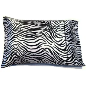 Zebra Accent Pillow, Black and White Print. Made by A Touch of Satin.